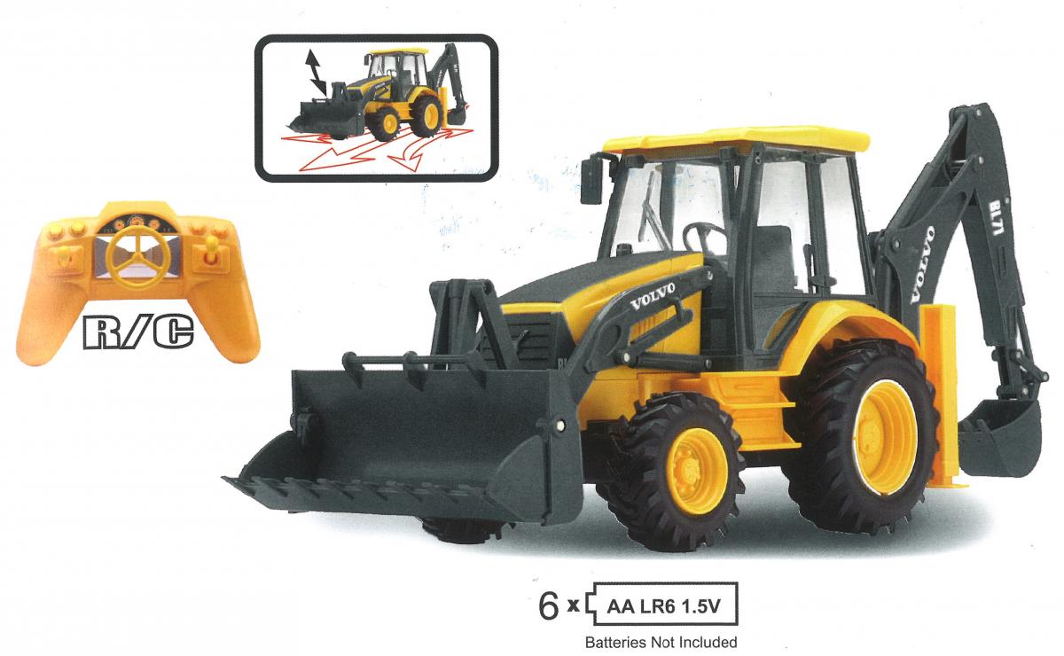 NewRay Model Volvo Backhoe Loader, Yellow & Black BL71 R/c, Scale 1:18, Newray 87913a