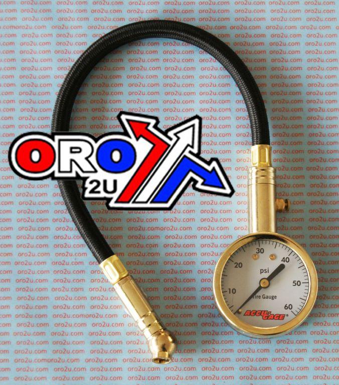 Accu-Gage Tyre Pressure Gauge 60 Psi, with Hose & Bleed 45* Tip, Accu-gage H60xa