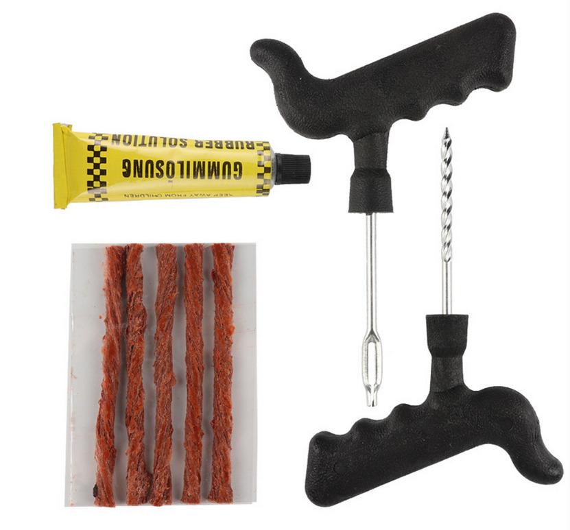 Dirt Racing Tyre String Repair Kit Tubeless & Tool, Rubber Plugs Puncture Fix & Glue
