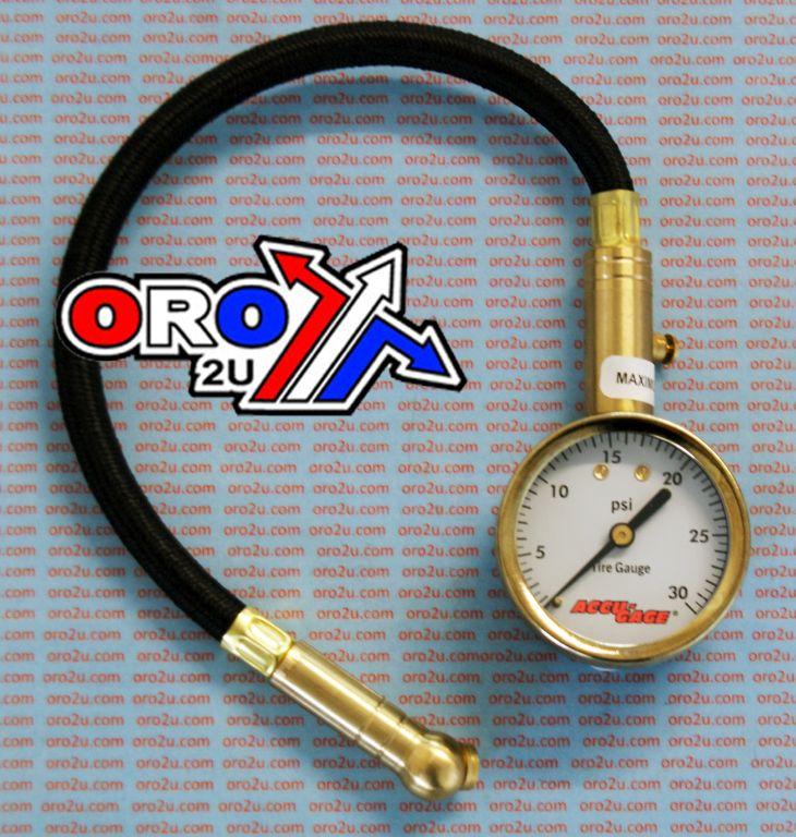 Accu-Gage Tyre Pressure Gauge 30 Psi., with Hose & Bleeder 45* Tip, H30xa