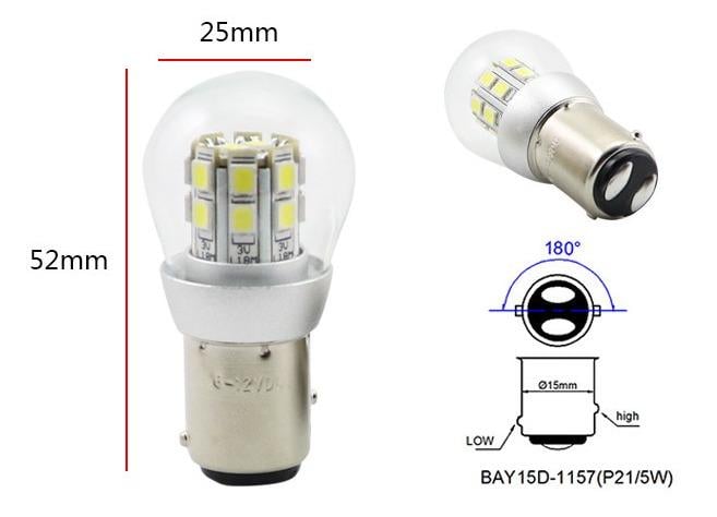 Dirt Racing Led Bulb 6v 12v 21w 5w Each BAY15D-1157 P21/5w