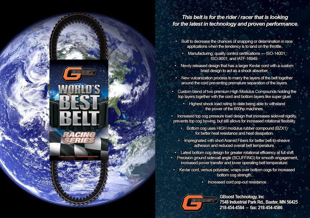 Gboost Drive Belt Gboost Polaris, Race Series Belt Wbb1186rs, Xtx2276, Xtx2288, Pro Xd Ranger Crew/XP 1000 RZR Turbo