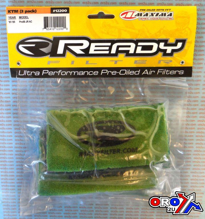 R2R Filters Air Filter 97-04 KTM50 Pack/3, Ready 2 Race Oiled