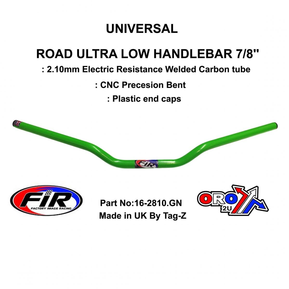 FIR Road Ultra Low Handlebar 7/8'', S/bike Sports Universal Green, / Ren Ref : 758-01