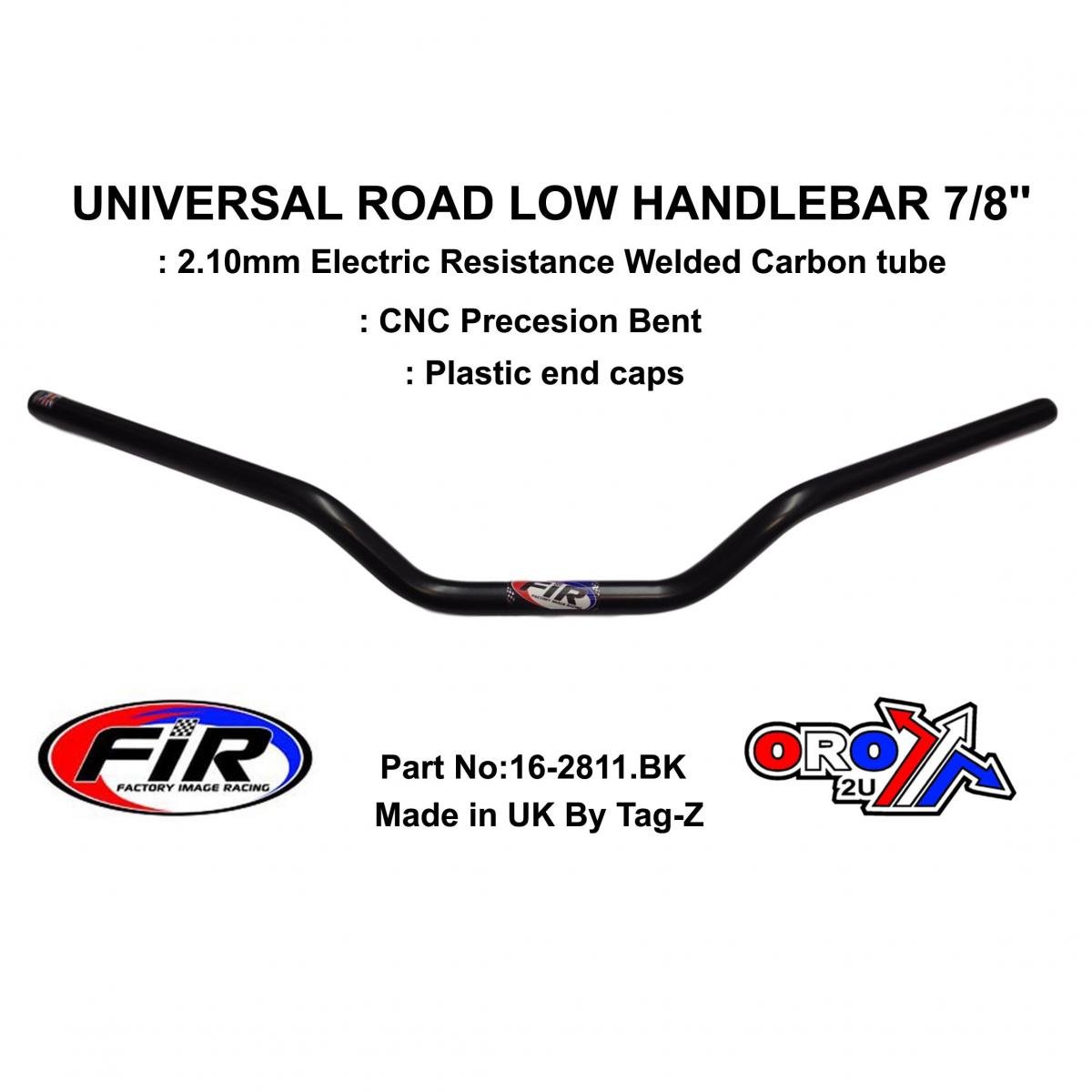 FIR Road Low Handlebar 7/8'', S/bike Sports Universal Mat Bk, / Ren Ref : 754-01