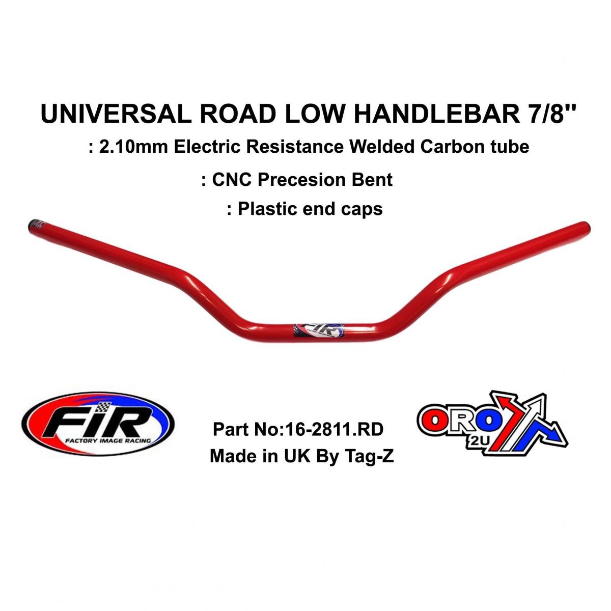 FIR Road Low Handlebar 7/8'', S/bike Sports Universal Red, / Ren Ref : 754-01