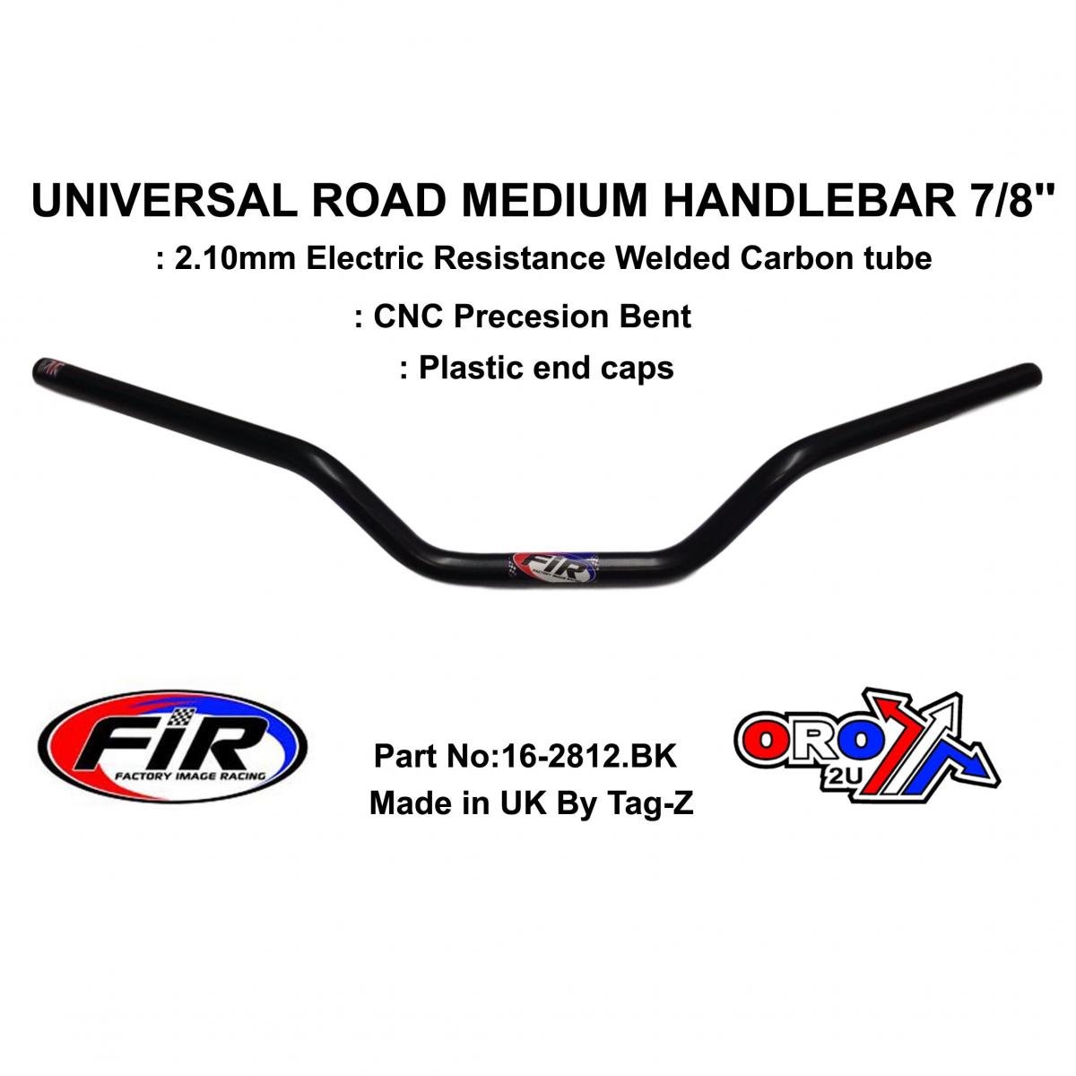 FIR Road Medium Handlebar 7/8'', S/bike Sports Universal Mat Bk, / Ren Ref : 755-01