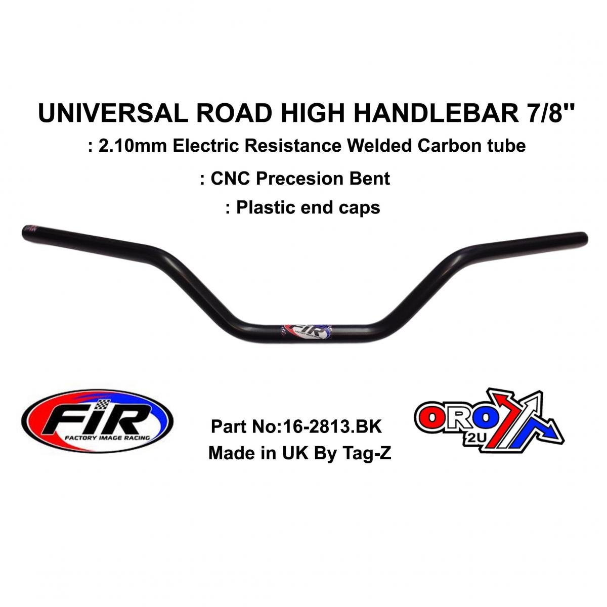 FIR Road High Handlebar 7/8'', S/bike Sports Universal Mat Bk, / Ren Ref : 756-01