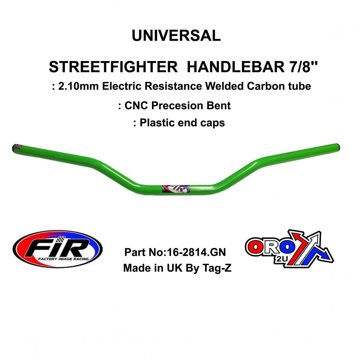 FIR Streetfighter Handlebar 7/8'', Road Sports Universal Green, / Ren Ref : 789-02