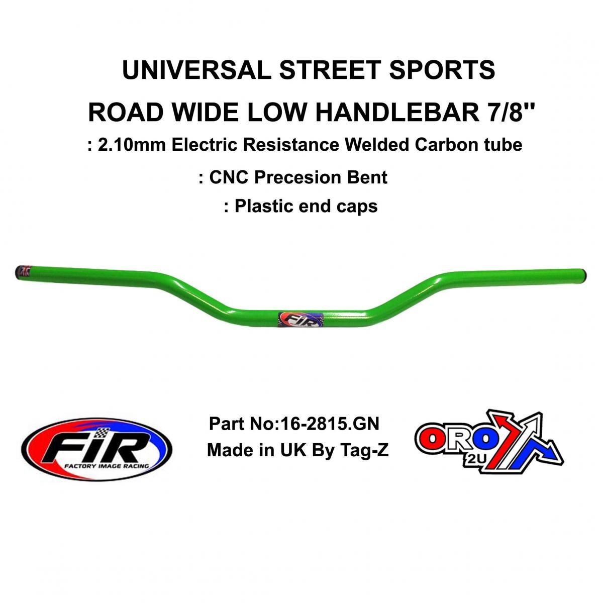 FIR Road Wide Low Handlebar 7/8'', Street Sports Universal Green, / Ren Ref : 749-02