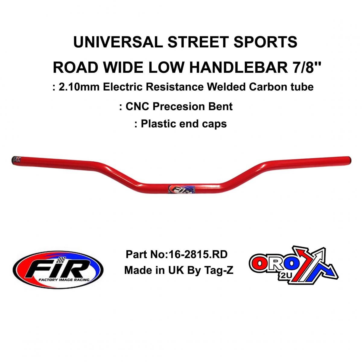 FIR Road Wide Low Handlebar 7/8'', Street Sports Universal Red, / Ren Ref : 749-02
