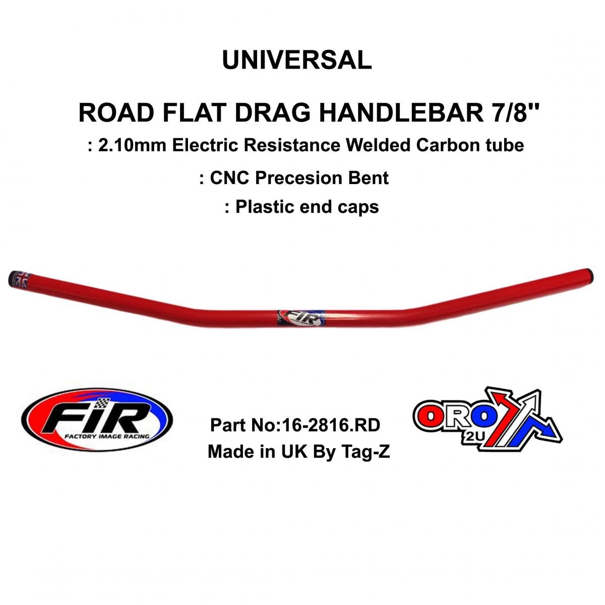 FIR Road Flat Drag Handlebar 7/8'', Street Sports Universal Red, / Ren Ref : 658-02