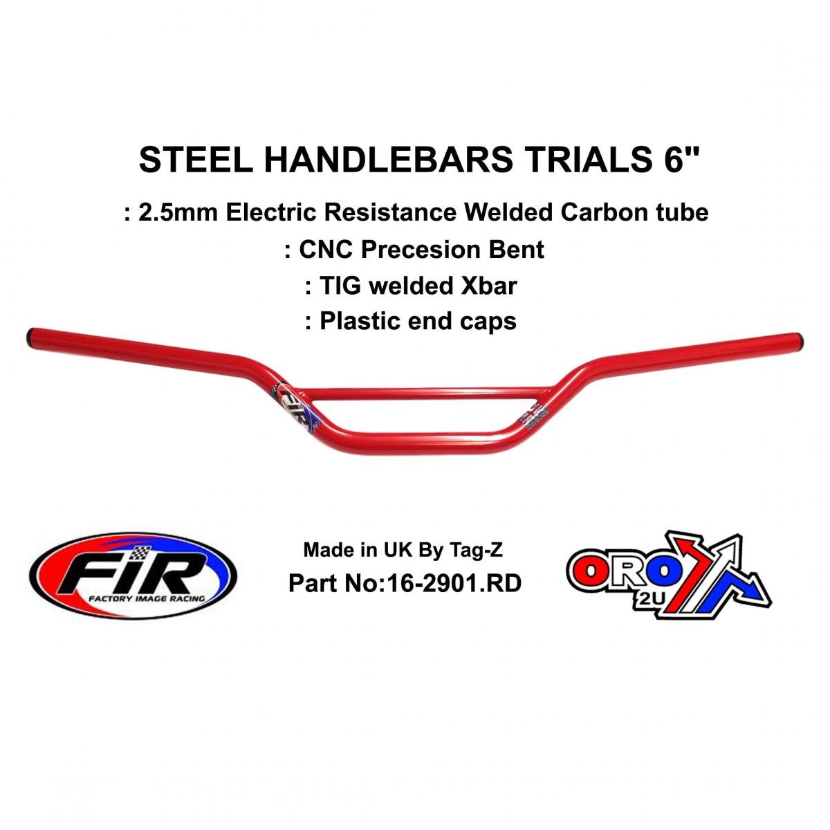 FIR Steel Handlebars Trials 6, / G RED22MM 7/8, Ref 48-768 / 768-02