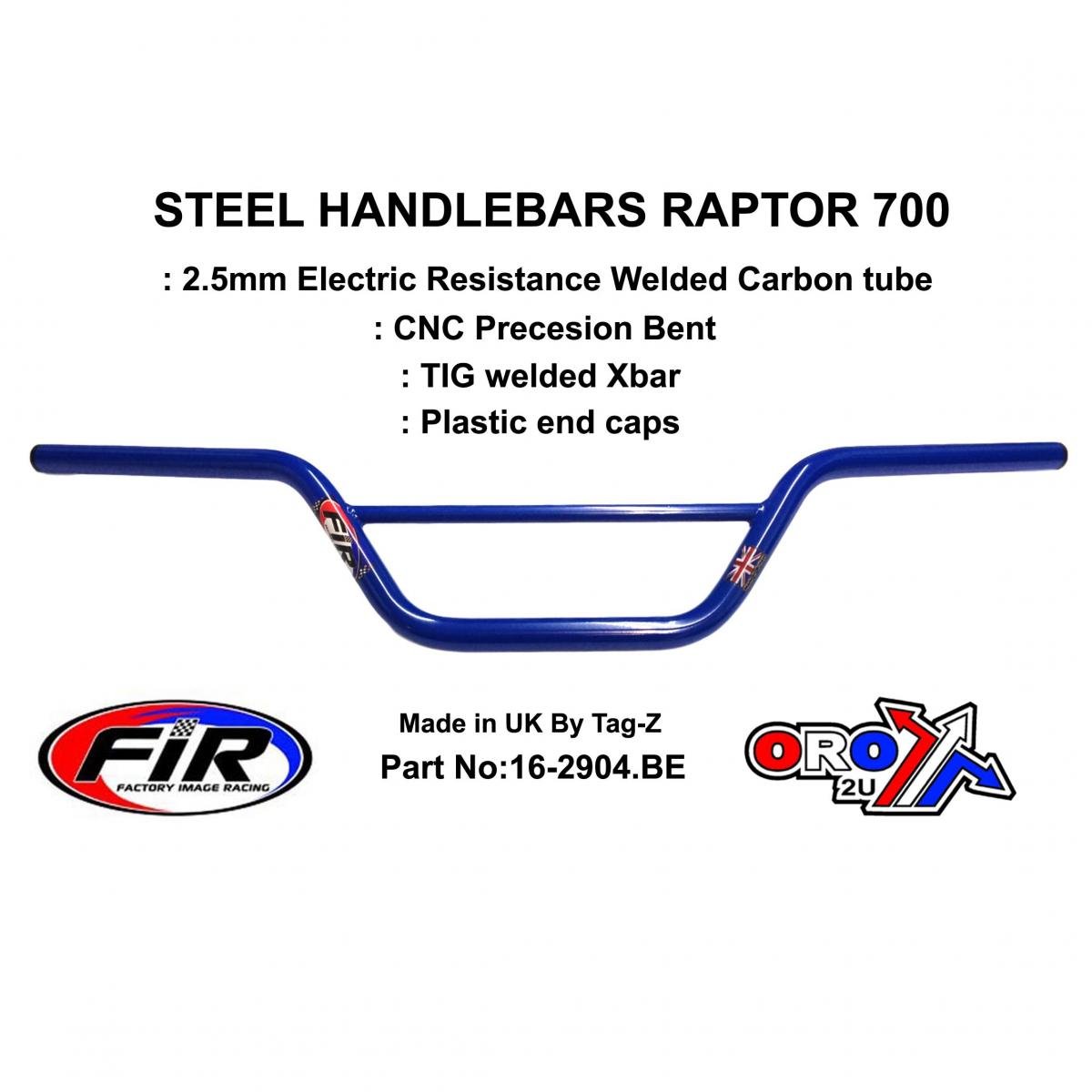 FIR Steel Handlebars Raptor 700, / G Blue 22mm 7/8'', Ref 48-811 / 811-01