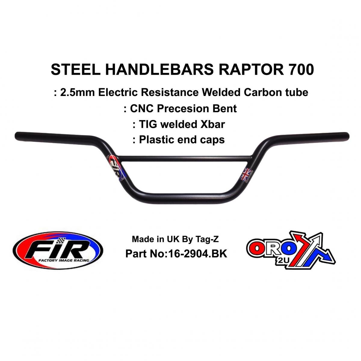 FIR Steel Handlebars Raptor 700, / Mat Blk 22mm 7/8'', Ref 48-811 / 811-01
