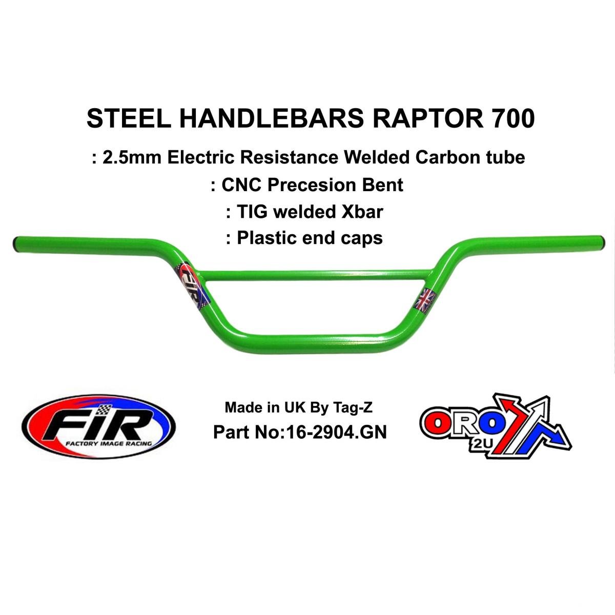 FIR Steel Handlebars Raptor 700, / Green 22mm 7/8'', Ref 48-811 / 811-01