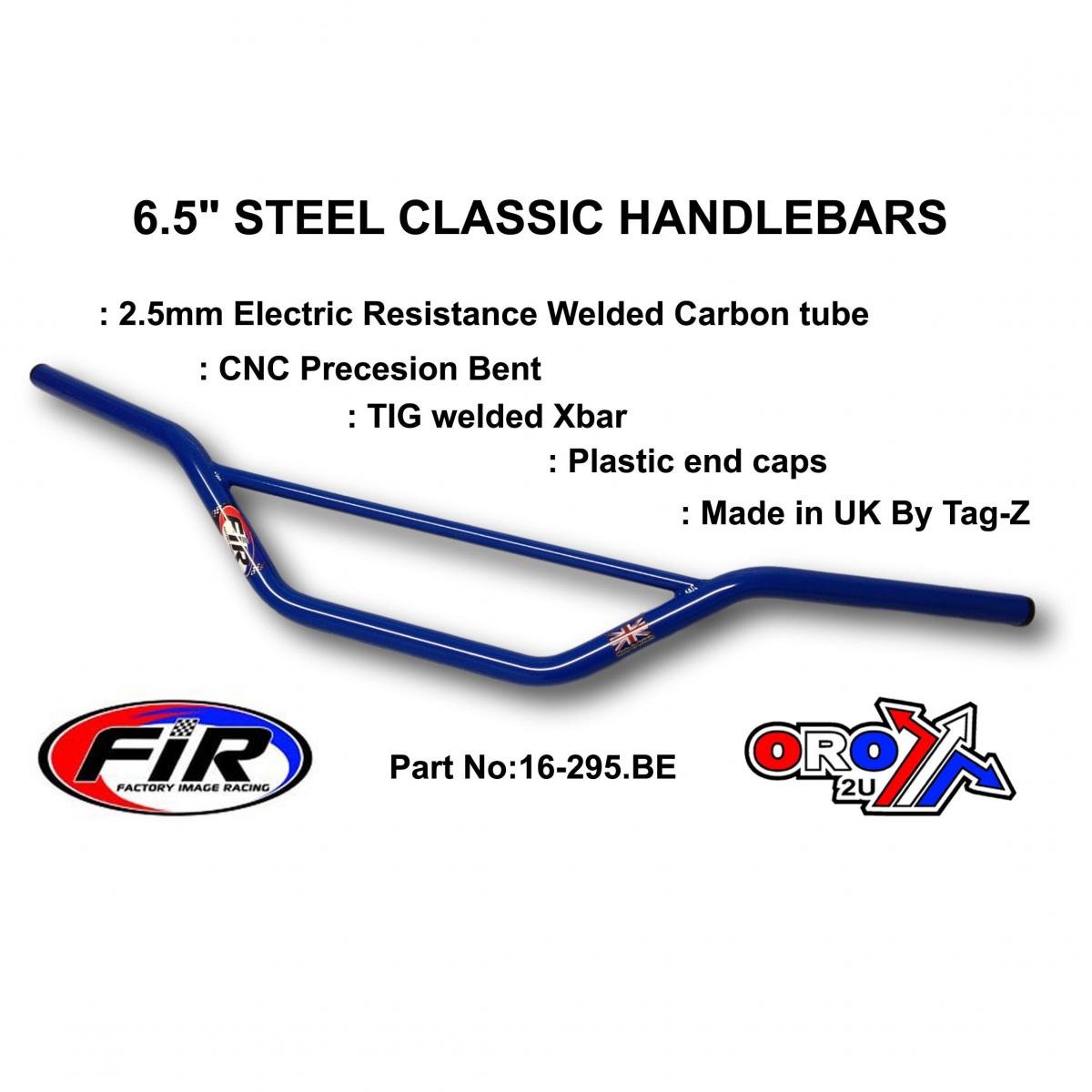 FIR 6.5 Steel Classic Handlebars, / Blue Full Gloss, Made in Uk [tag-z]