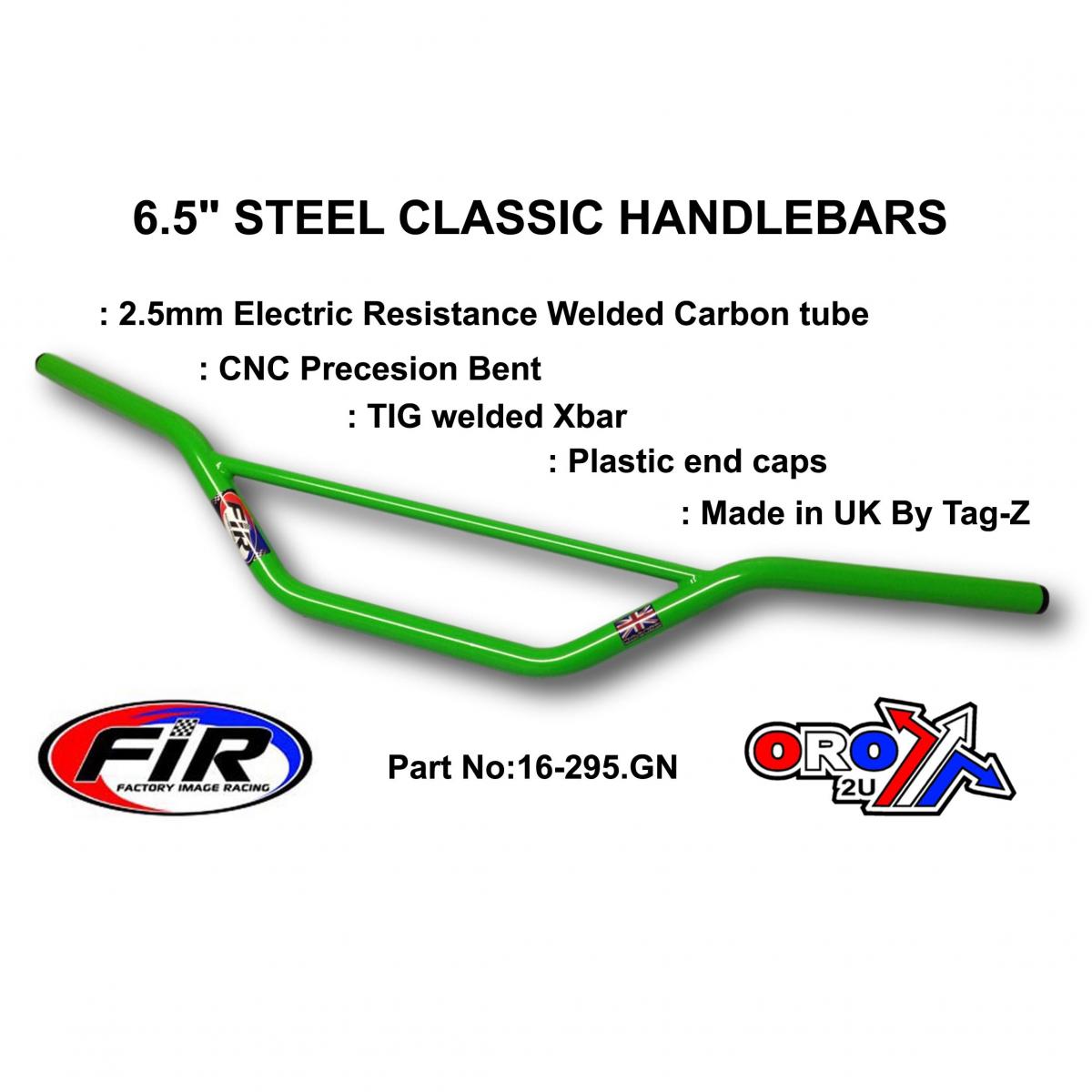 FIR 6.5 Steel Classic Handlebars, / Green Full Gloss, Made in Uk [tag-z]