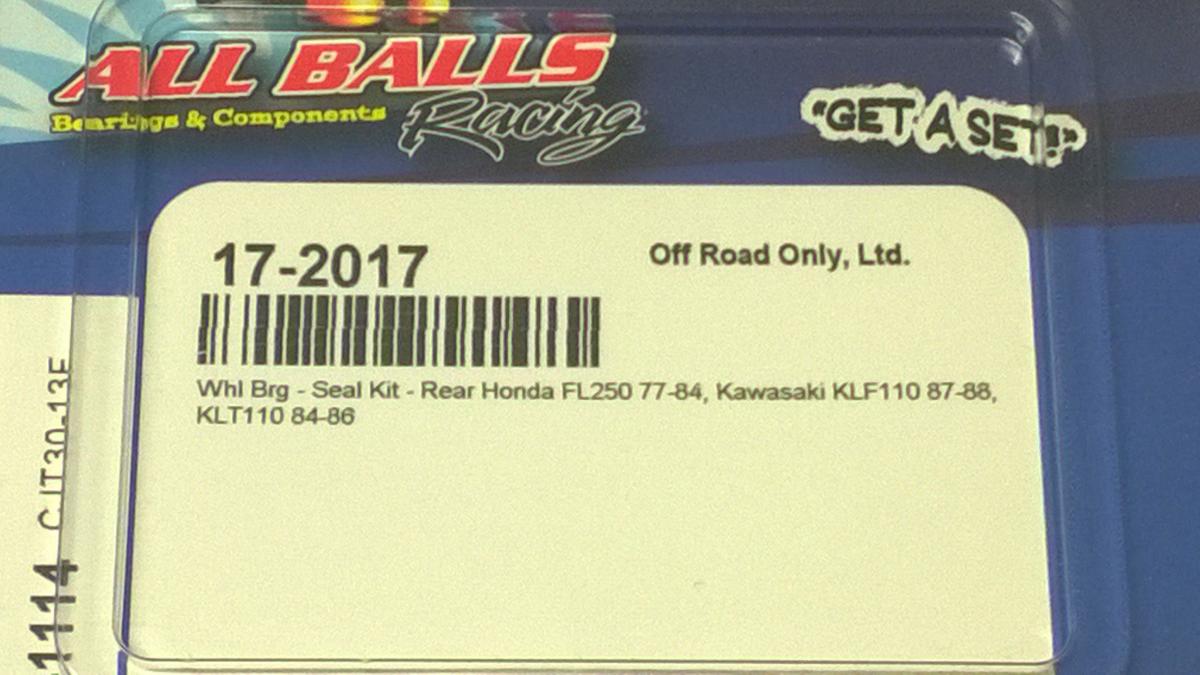 All Balls Racing Wheel Bearing Kit Rear 77-88 Hon FL250/kaw Klf/t 110, Allballs 25-1114 ATV