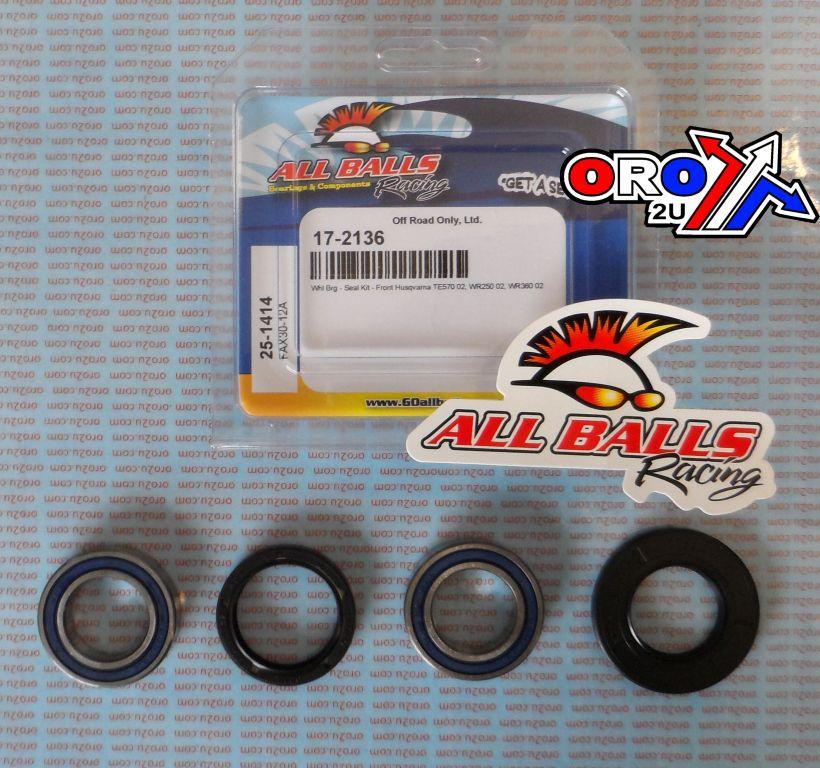 All Balls Racing Wheel Bearing Kit Front 2002 Husky TE570/WR250/360, Allballs 25-1414 Dirt
