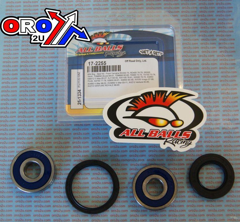 All Balls Racing Wheel Bearing Kit Front 73-17 Yam Rd/sr/tdm/TX/vmx/xs/xv, Allballs 25-1334 Road