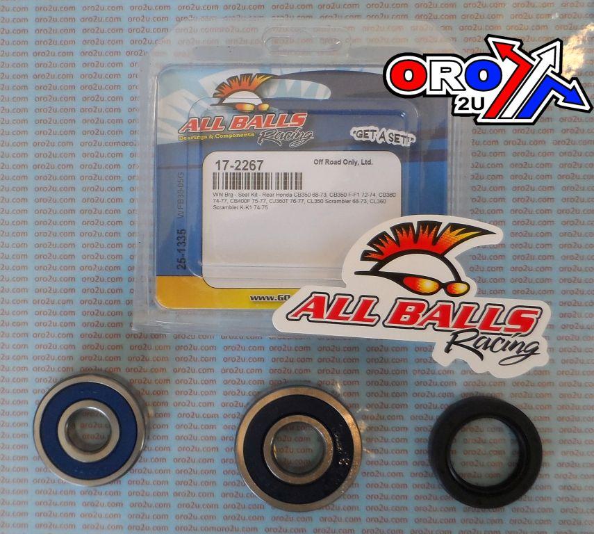 All Balls Racing Wheel Bearing Kit Rear 68-77 Hon Cb/cj/cl/sl 350-400, Allballs 25-1335 Road