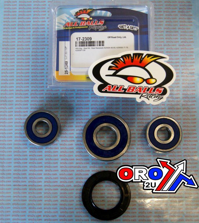All Balls Racing Wheel Bearing Kit Rear 77-83 Kaw KZ550/650, Allballs 25-1349 Road