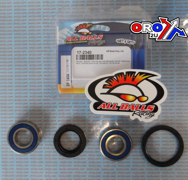 All Balls Racing Wheel Bearing Kit Front 93-20 Yam Fzr/vmx/xjr/YZF, Allballs 25-1450 Road