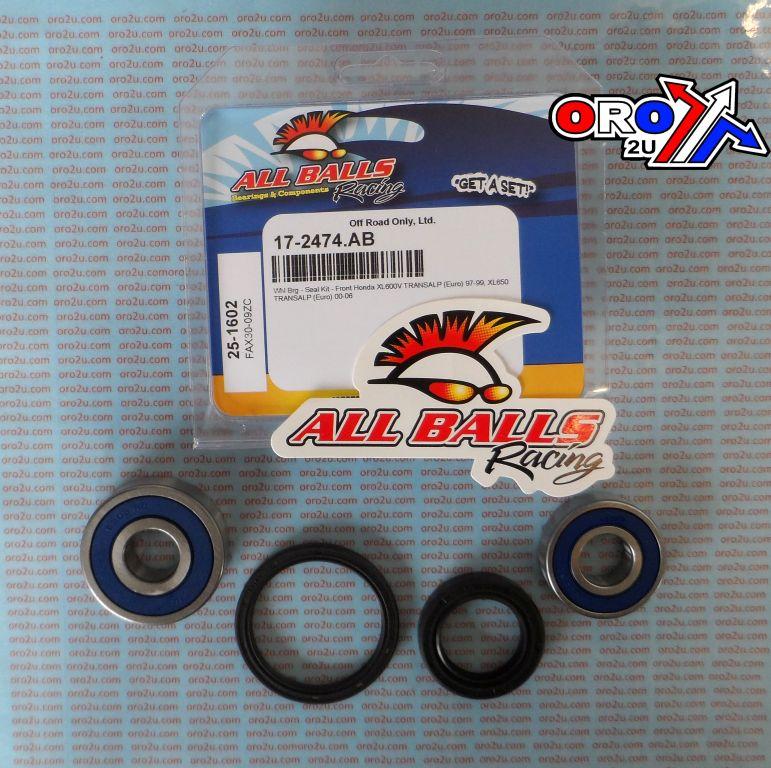 All Balls Racing Wheel Bearing Kit Front 97-06 Hon XL600/650 Transalp, Allballs 25-1602 Road