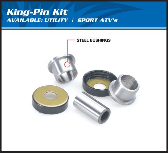 All Balls Racing King Pin Set Yamaha YFM80, Allballs 42-1001 55x-23448-00-00, 59v-23517-00-00, 90381-15032-00, YFM100 87-88, YFM80 Badger 85-88