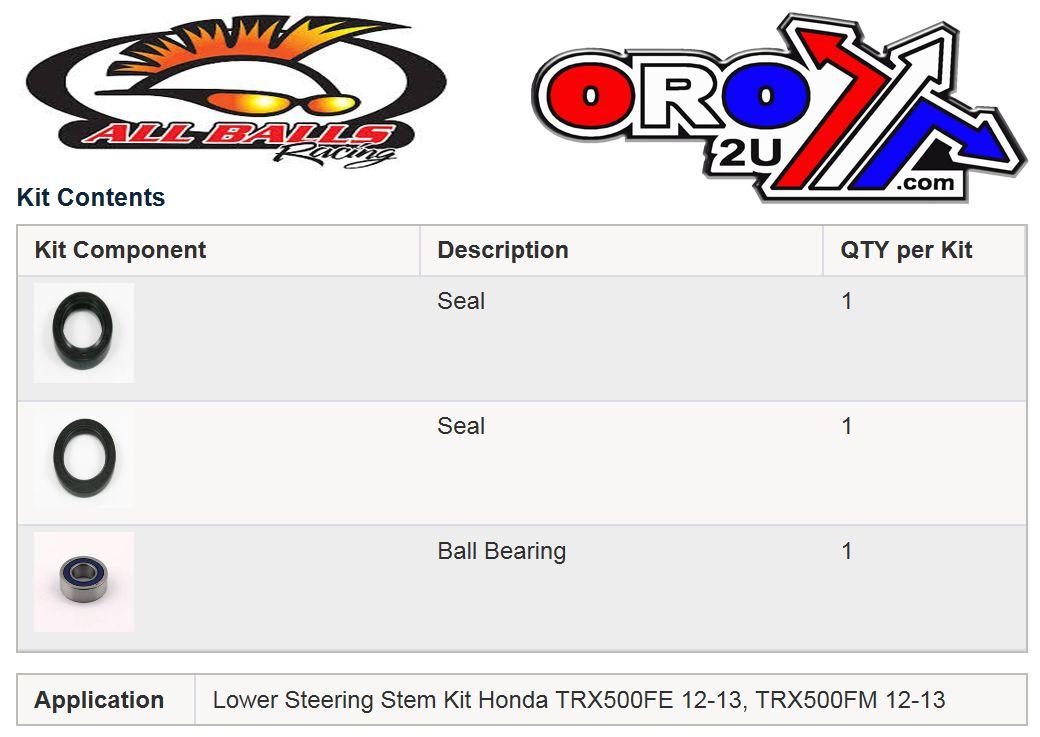 All Balls Racing Lower Steering Bearing Kit, Allballs 25-1685 TRX500