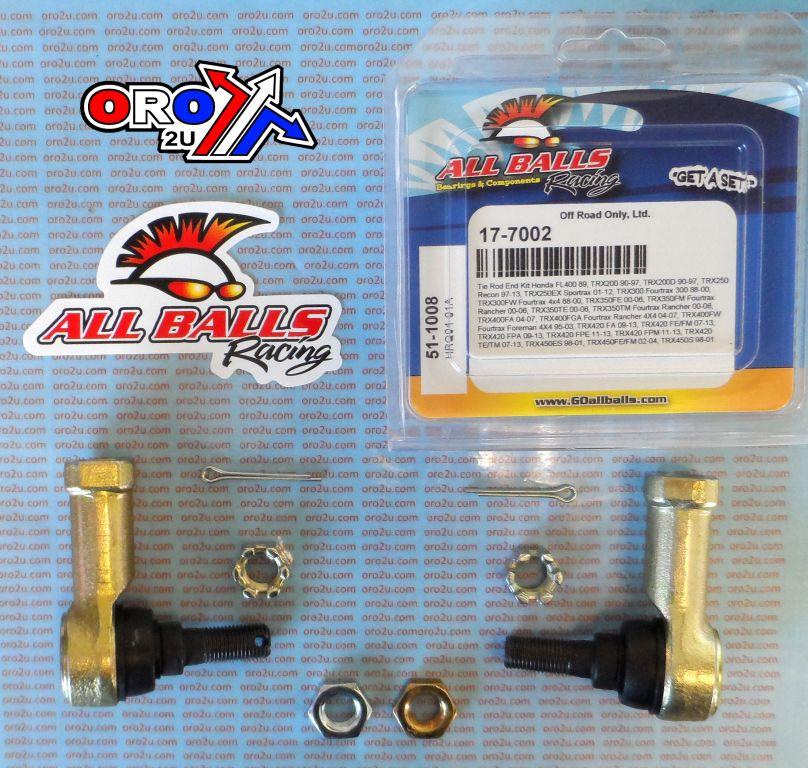 All Balls Racing Tie Rod End Kit TRX250 300 350, Allballs 51-1008 Honda ATV