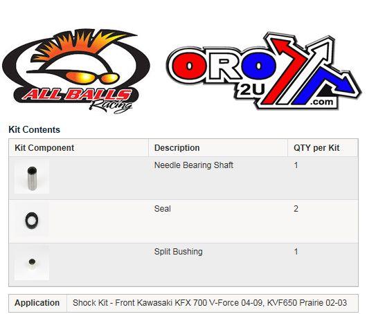 All Balls Racing Front Shock Bearing Kit Kfx, Allballs 21-0006 700 V-force