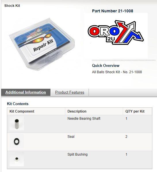 All Balls Racing Front Shock Bushing Kit Trx, Allballs 21-1008 Honda ATV, AB21-1008