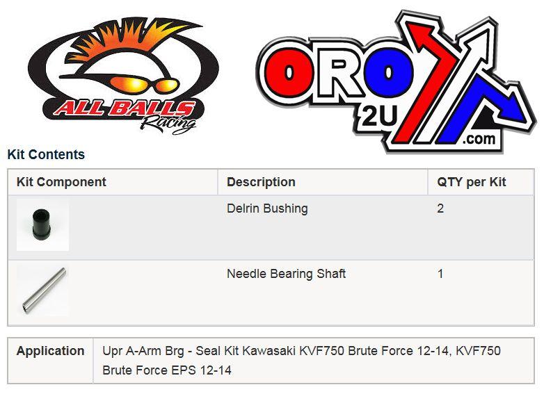 All Balls Racing A-arm Kit Upper KVF750, Allballs 50-1088