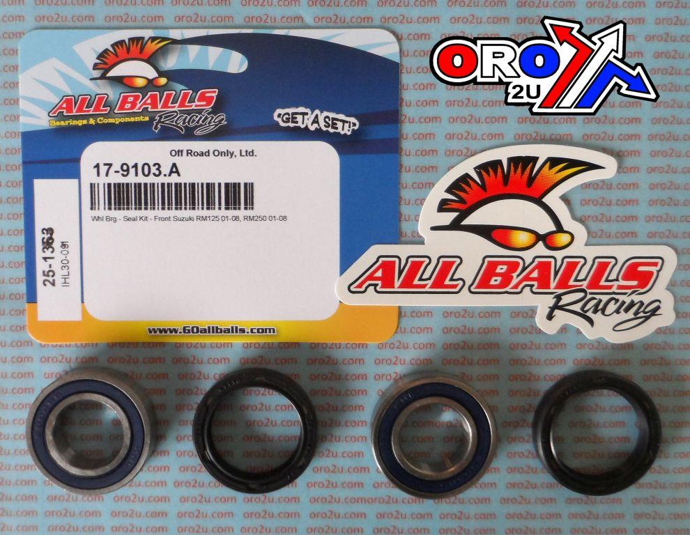 All Balls Racing Wheel Bearing Kit Front 01-08 Suzuki RM125/250, Allballs 25-1363 Dirt