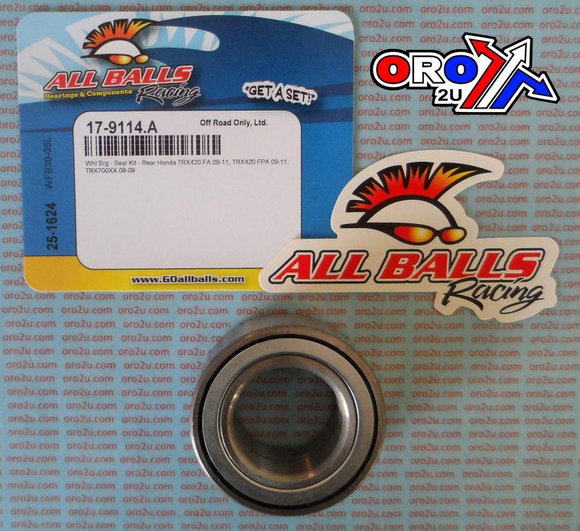 All Balls Racing Wheel Bearing Kit Rear 08-22 Honda TRX420-700, Allballs 25-1624 ATV