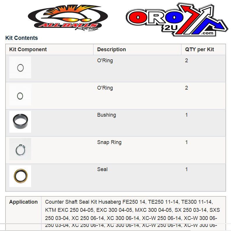 All Balls Racing Counter Shaft Seal Kit KTM, Allballs 25-4003 Husaberg