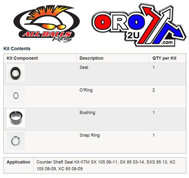 All Balls Racing Counter Shaft Seal Kit KTM, Allballs 25-4005 105/85