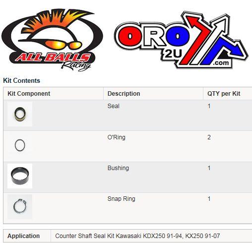 All Balls Racing Counter Shaft Seal Kit KX250, Allballs 25-4015 KDX250