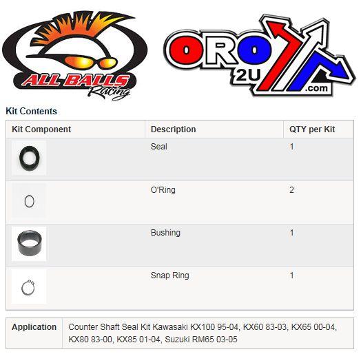 All Balls Racing Counter Shaft Seal Kit KX, Allballs 25-4018 60/65/80/85