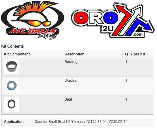 All Balls Racing Counter Shaft Seal Kit YZ125, Allballs 25-4024 YZ85