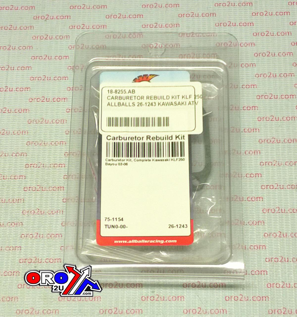 All Balls Racing Carburetor Rebuild Kit 03-06 Kaw KLF250, Allballs 26-1243 ATV