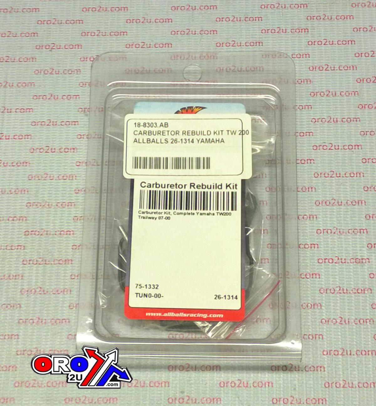 All Balls Racing Carburetor Rebuild Kit 87-00 Yam TW200, Allballs 26-1314 Dirt