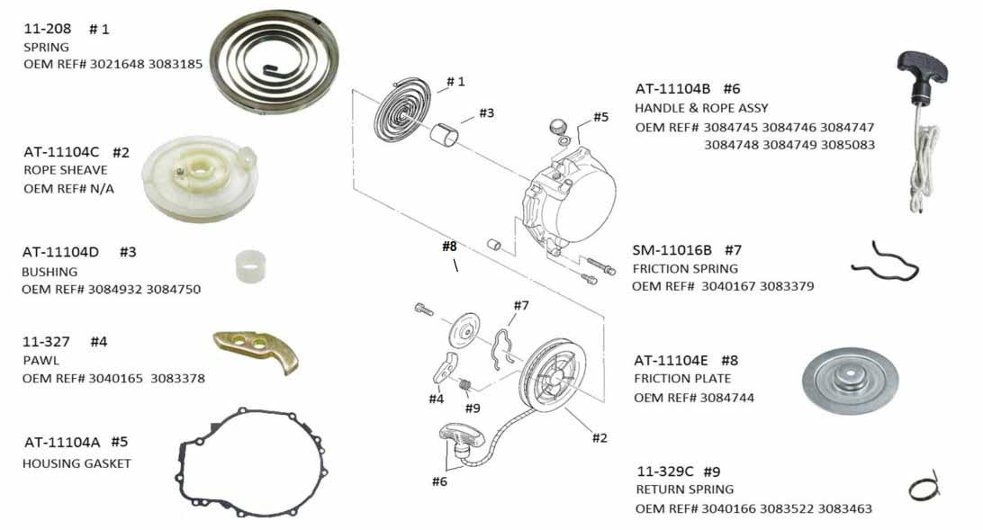 Dirt Racing Polaris Pull Start Rebuild Kit RK67-500, at-11104