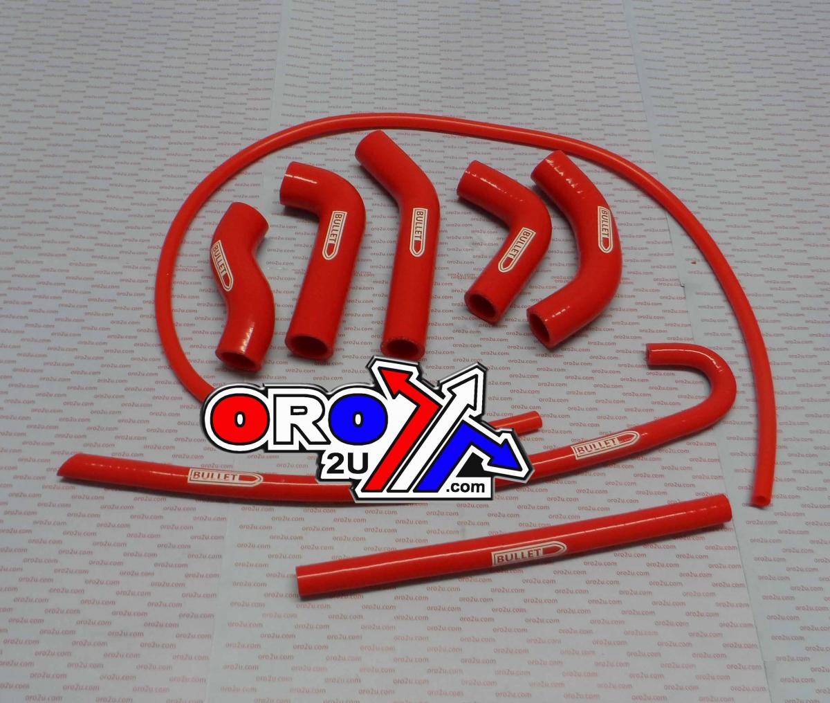 Bullet Hose Kit/8 XR650R 00-10 Red, Silicone Radiator Honda