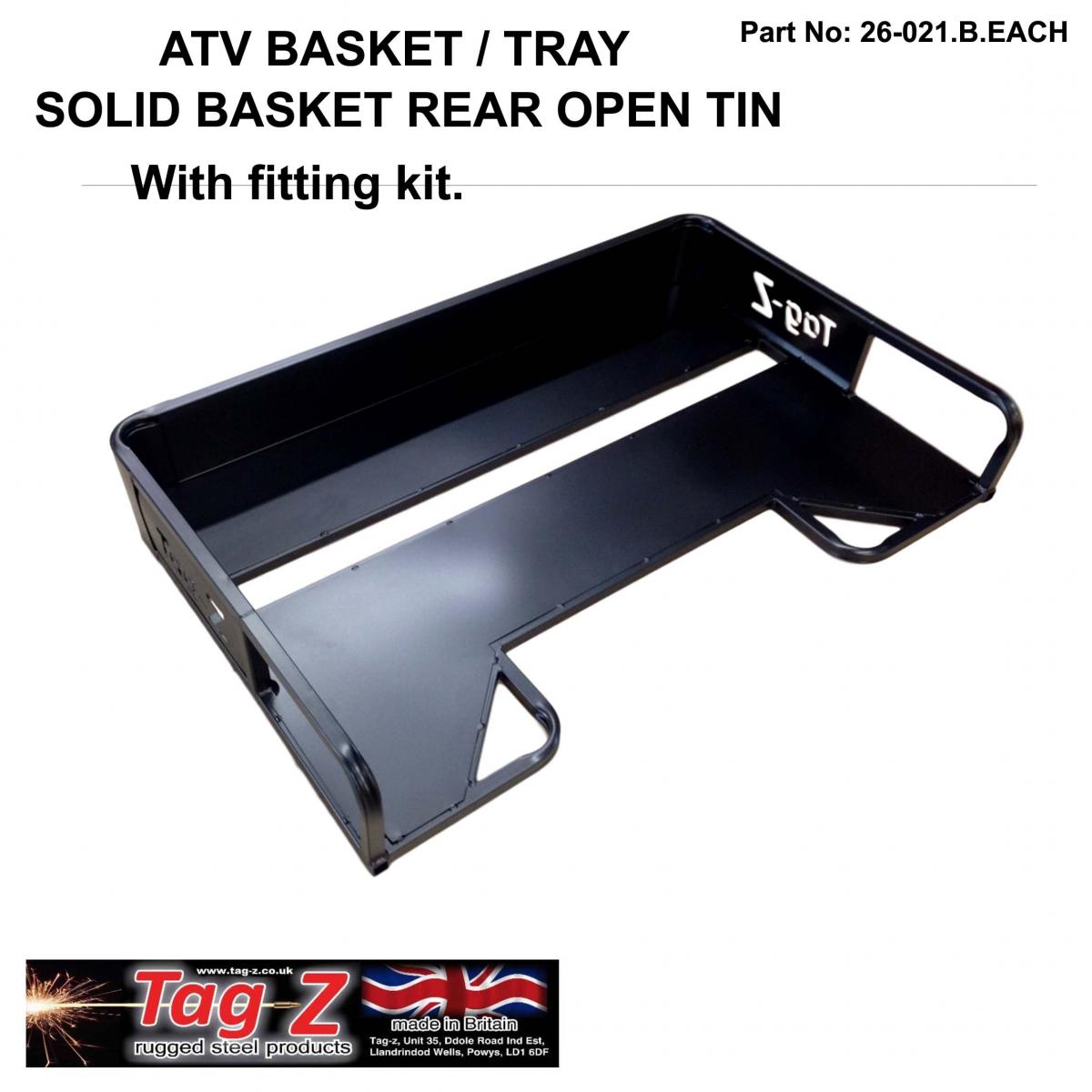 Tag-z ATV Steel Cargo Rack / Solid Basket, Size : 104x70x16.5cmtag-z, with Fitting Kit