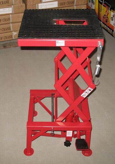 Dirt Racing Motorcycle Lift Hdy 135kgs, Red Hydraulic Scissor Stand, Max Lift Weight 135 Kgs