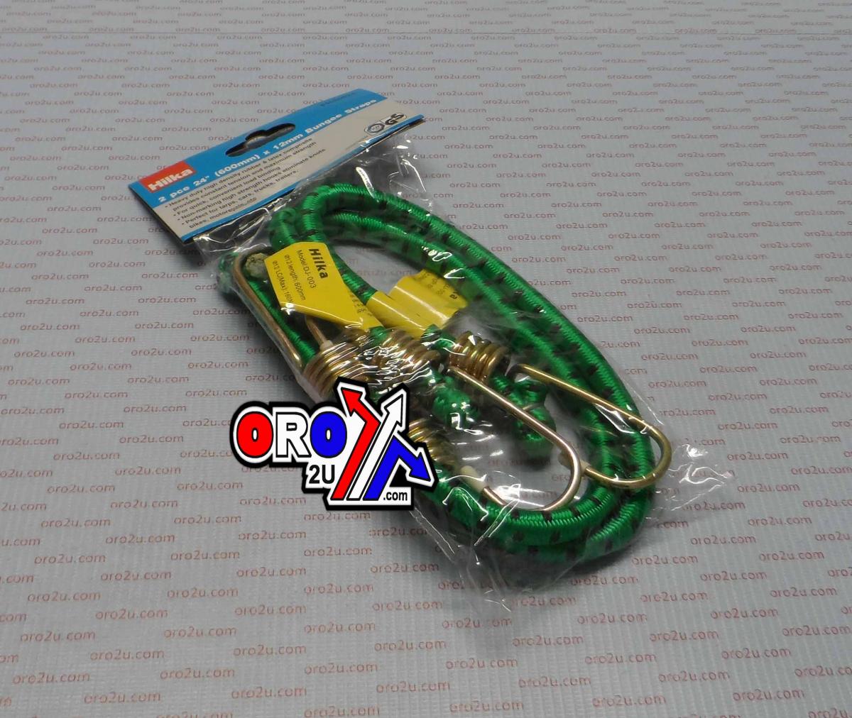 Hilka Tools 24 Bungee Cord 12mm Pk/2, Heavy Duty Bungee Straps, 84520024