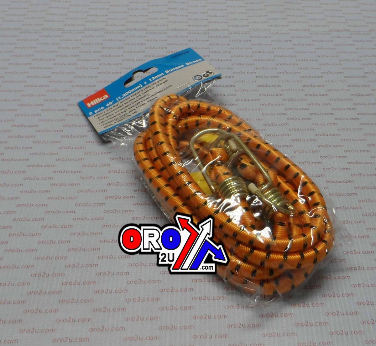 Hilka Tools 48'' Bungee Cord 12mm Pk/2, Heavy Duty Bungee Straps, 84520048